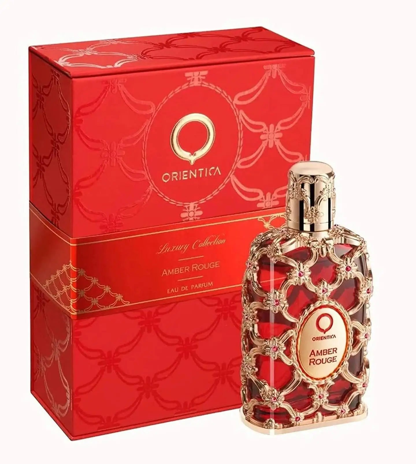 Orientica Luxury Collection Amber Rouge Eau de Parfum 2.7oz / 80ml – Boisé, Ambre, Safran, Praliné, Jasmin, Orange, Mousse de chêne, Algues marines – Parfum arabe pour femmes. Un cadeau de vacances parfait.