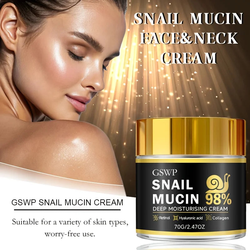 La crème hydratante pour le visage GSWP Snail, enrichie en collagène, procure une hydratation profonde. Sans alcool. 70g/140g/210g