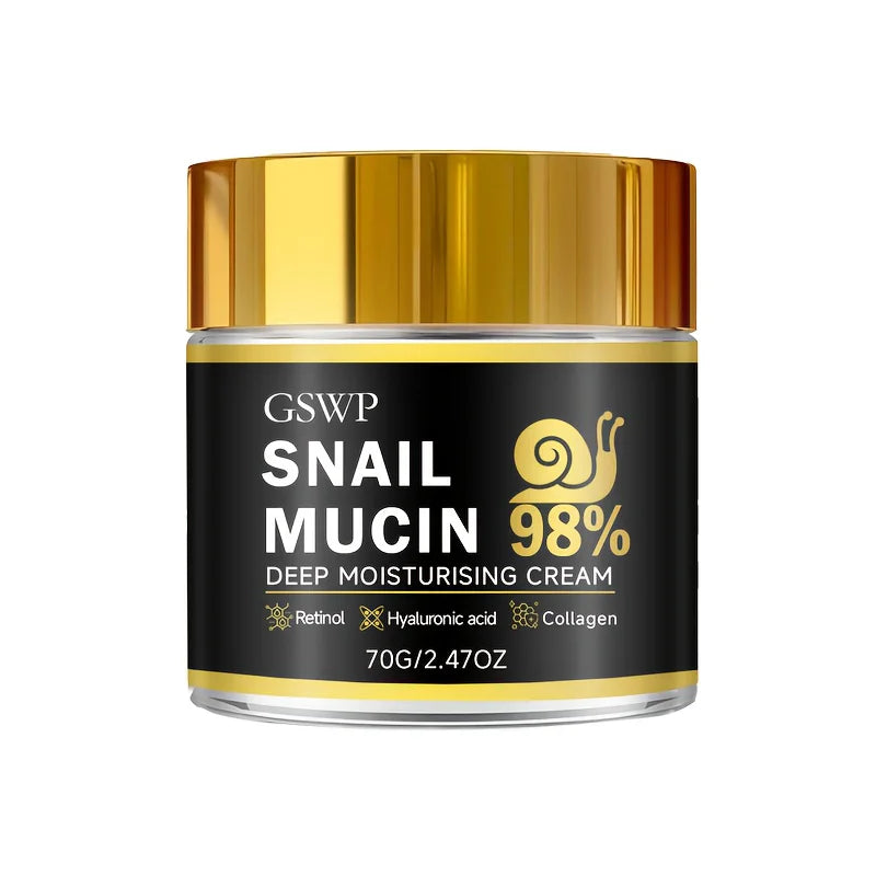 La crème hydratante pour le visage GSWP Snail, enrichie en collagène, procure une hydratation profonde. Sans alcool. 70g/140g/210g