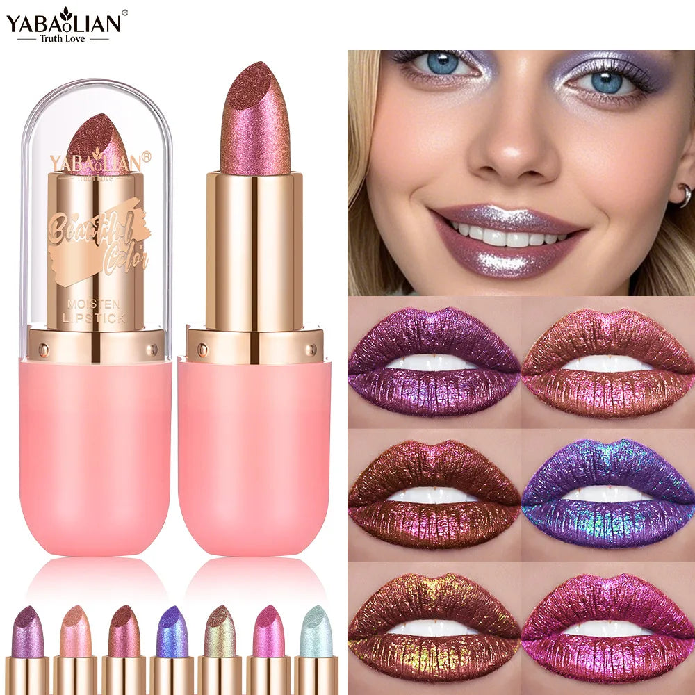 Rouge à lèvres caméléon Violet métallique, couleur changeante, mat, paillettes, diamant, imperméable, perle brillante, brillant, maquillage Sexy