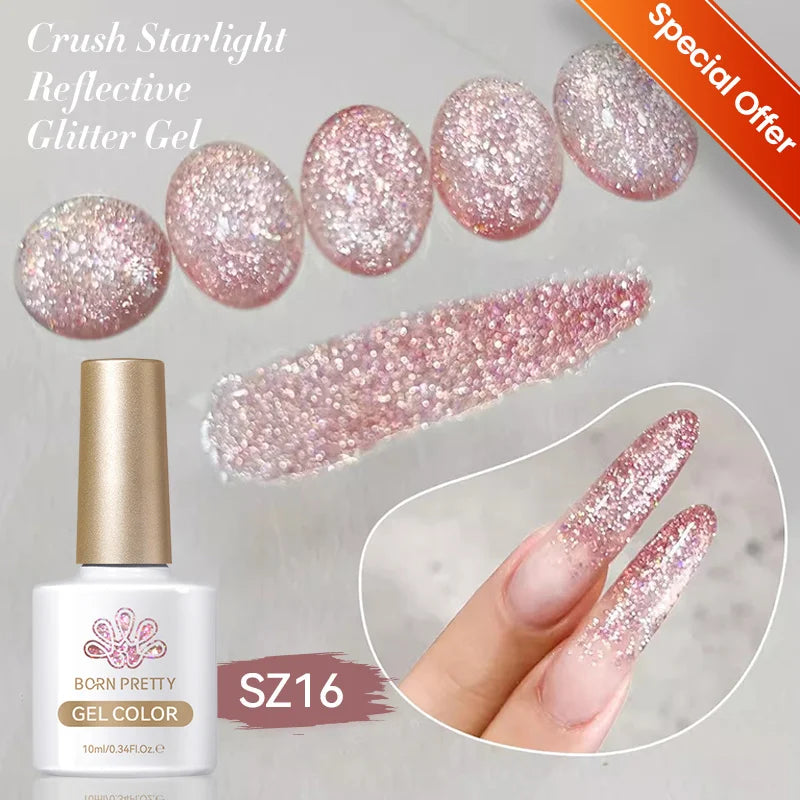 BORN PRETTY 10ml Gold Water Light Cat Magnetic Gel Polish Spaking Glitter Crystal Black Soak Off UV LED Vernis Manucure