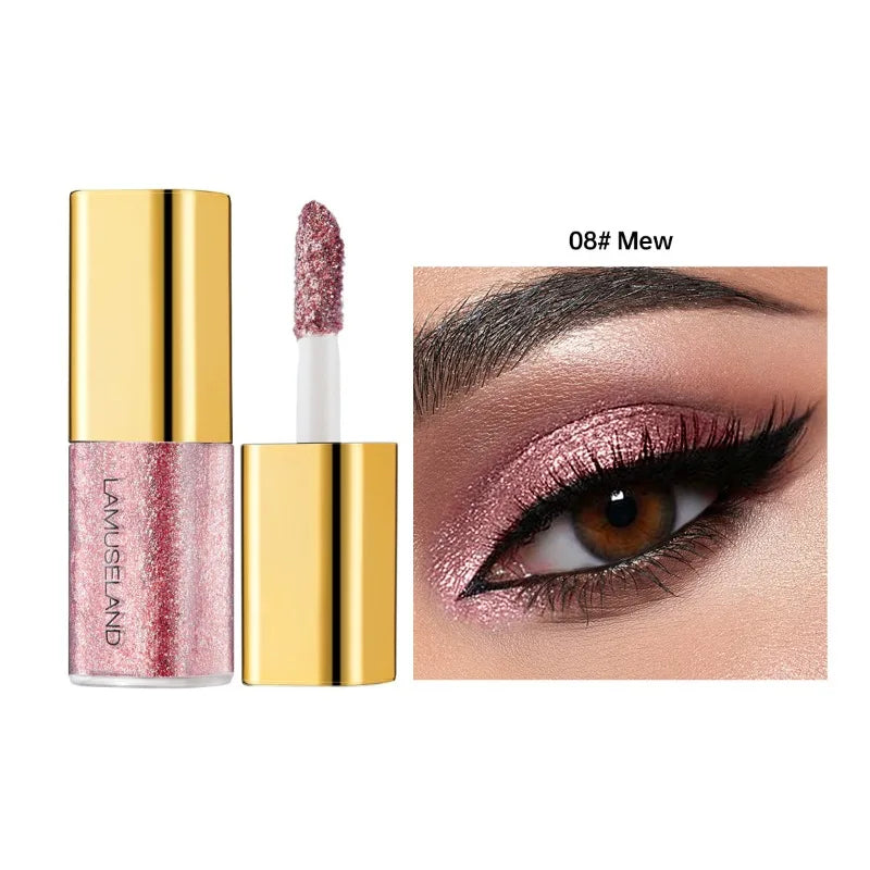 Fard à paupières liquide nacré, 8 couleurs, scintillant fin, scintillant, haute brillance, maquillage longue durée et résistant aux taches