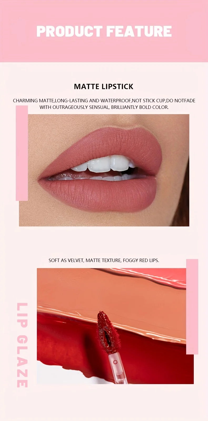 Rouge à lèvres  Pudaier liquide mat en velours, texture légère et fine comme une boue, cadeau de maquillage pour les lèvres imperméable longue durée pour les femmes