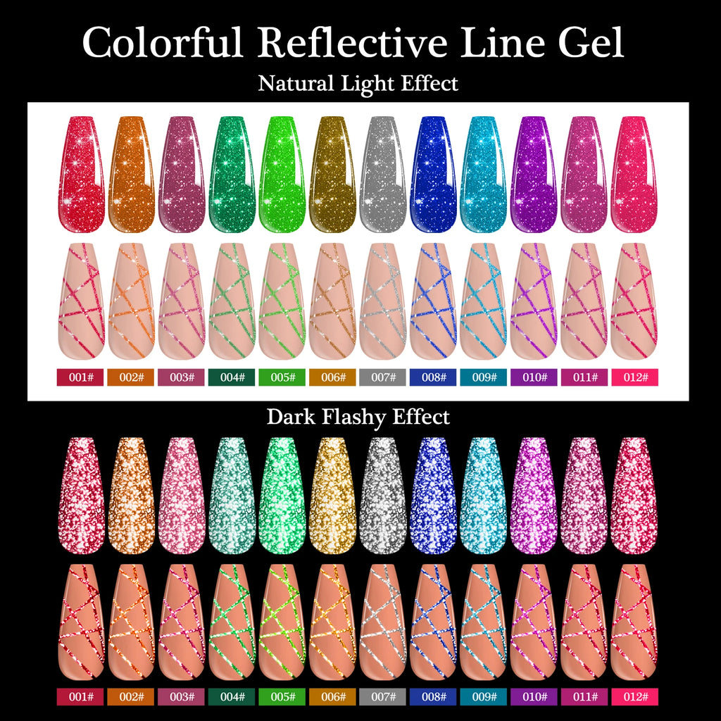 Gold Silver Glitter Liner Gel Nail Polish Super Bright Sparkling Glow In Dark French Line Semi Permanent Nail Painting UV Gel