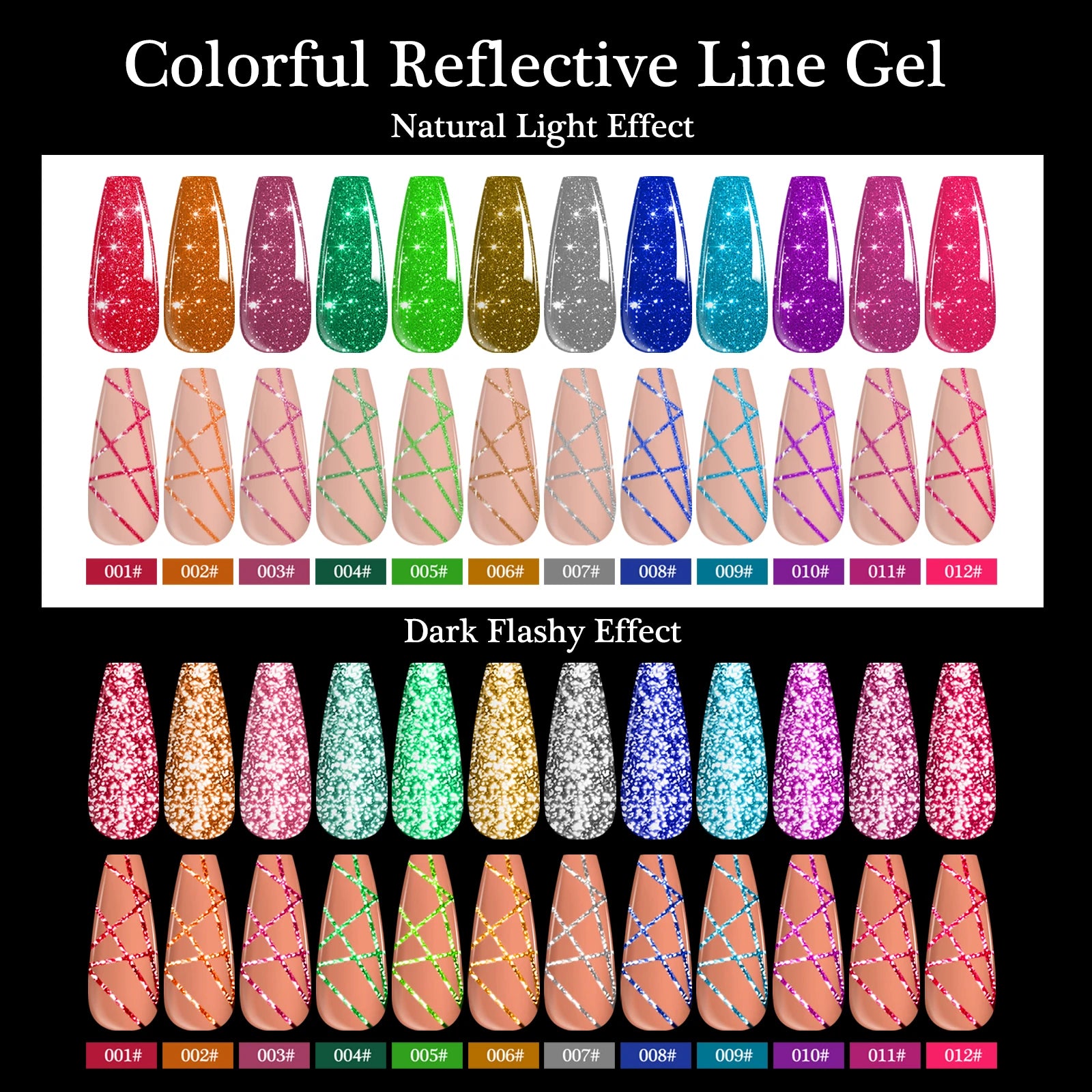 Gold Silver Glitter Liner Gel Nail Polish Super Bright Sparkling Glow In Dark French Line Semi Permanent Nail Painting UV Gel