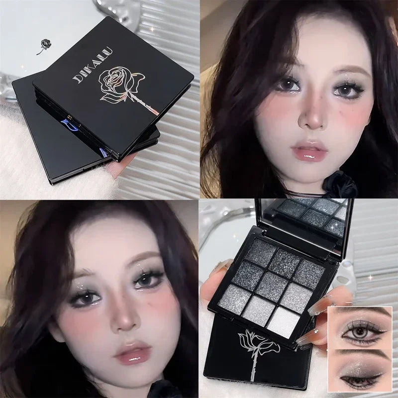 Ombre à paupières Noir Rouge Punk Fumé 9 Couleur Perle Froid Couleur Sombre Maquillage Ombre à Paupières Palette Durable Ombre à Paupières À Paillettes Imperméable