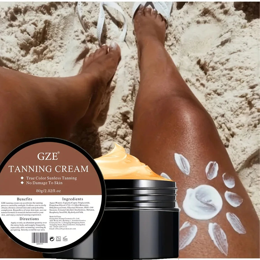 GZE été peau auto-bronzage crème sans soleil auto-bronzant pour visage corps pour lueur naturelle corps bronzant facile à utiliser Lotion bronzante 80g