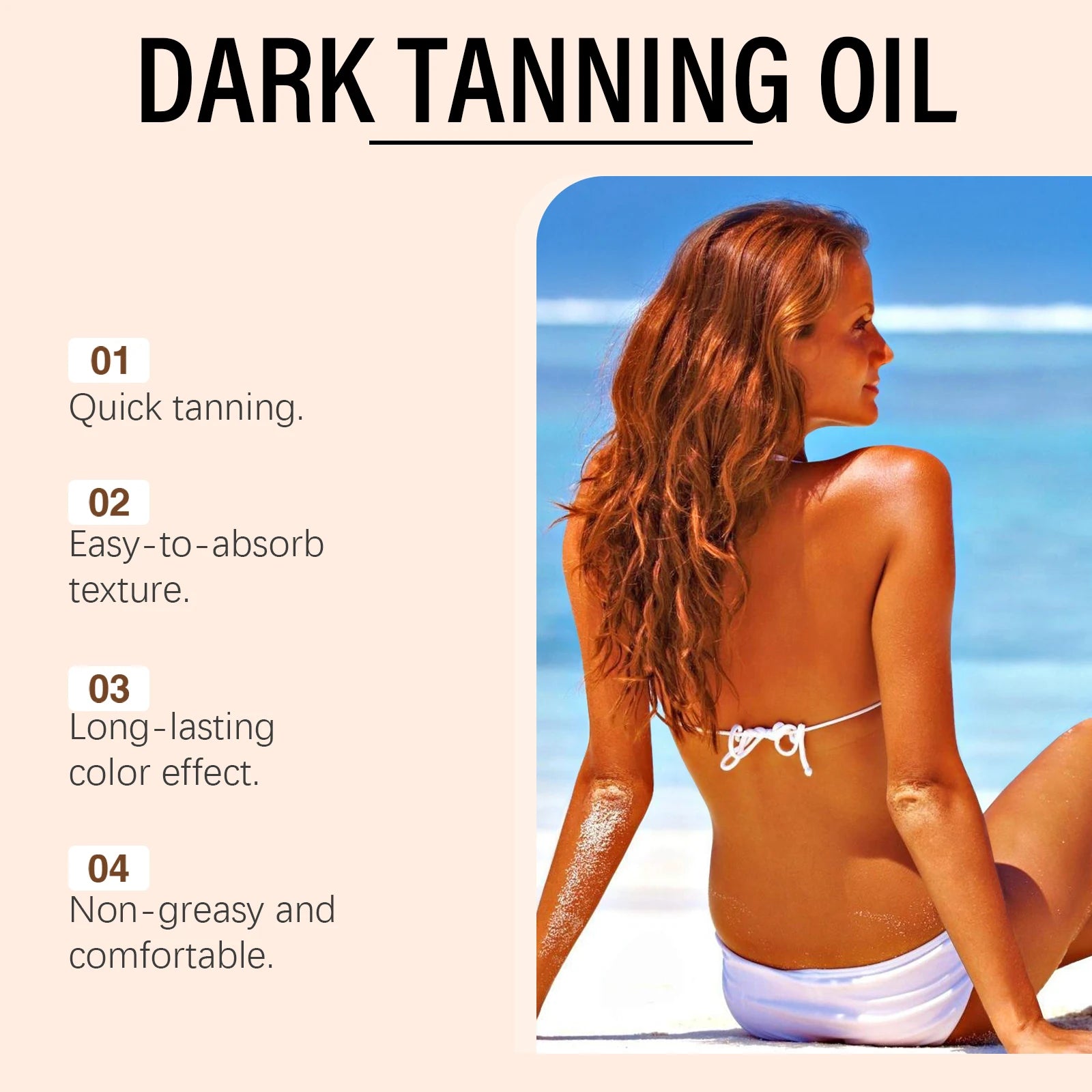 O  CEAURA huile de bronzage foncée de noix de coco bronzante longue durée sans soleil, Lotion pour le corps 100ml