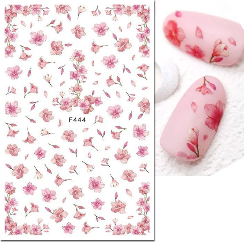 Autocollants 3D pour art des ongles , rose clair, violet, pétales de fleurs, décalcomanies pour décoration de manucure, salon de beauté, été