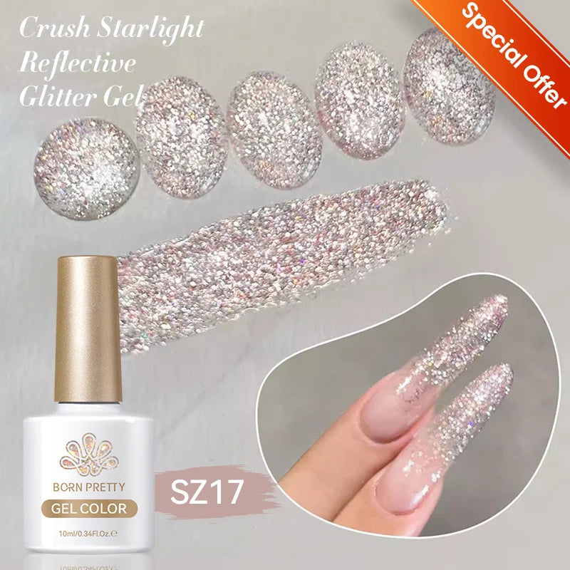BORN PRETTY 10ml Gold Water Light Cat Magnetic Gel Polish Spaking Glitter Crystal Black Soak Off UV LED Vernis Manucure
