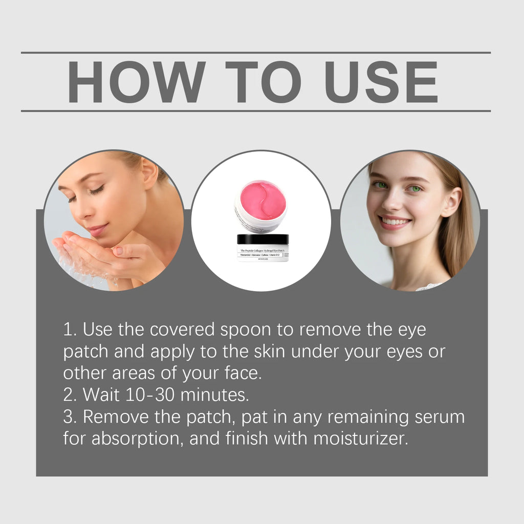 Patch pour les yeux en hydrogel de collagène peptidique Réduire les rides, les cernes avec le peptide de cuivre, la niacinamide, le gel hydratant raffermissant, coussinets pour les yeux