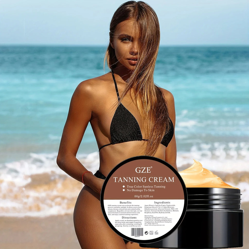 GZE été peau auto-bronzage crème sans soleil auto-bronzant pour visage corps pour lueur naturelle corps bronzant facile à utiliser Lotion bronzante 80g