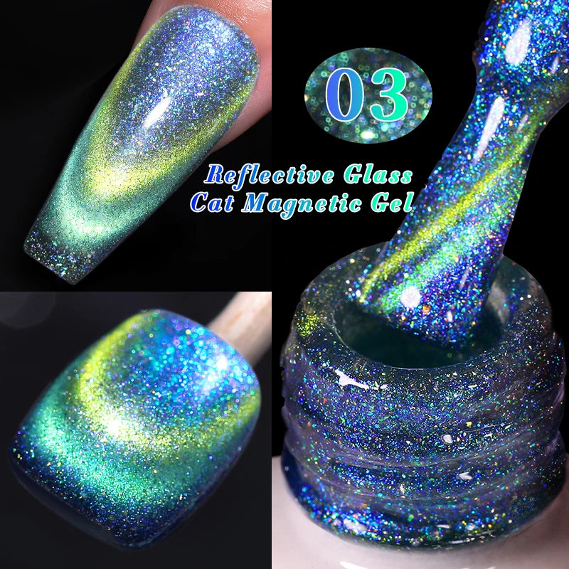 BORN PRETTY 10ml Gold Water Light Cat Magnetic Gel Polish Spaking Glitter Crystal Black Soak Off UV LED Vernis Manucure