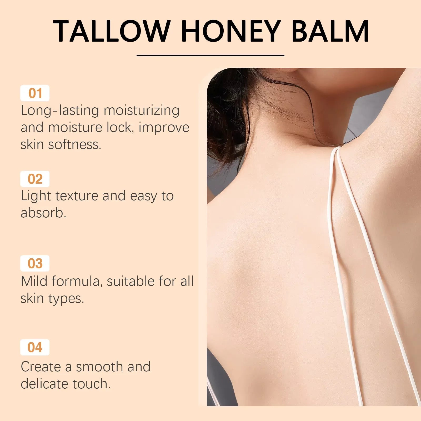 Baume au miel de suif brillant Hydratant pour la peau Enhacne Élasticité Améliorer la matité Décolorer les lignes fines Raffermissant le visage Crème hydratante pour le corps