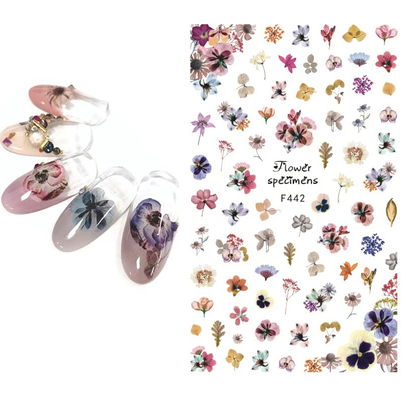 Autocollants 3D pour art des ongles , rose clair, violet, pétales de fleurs, décalcomanies pour décoration de manucure, salon de beauté, été