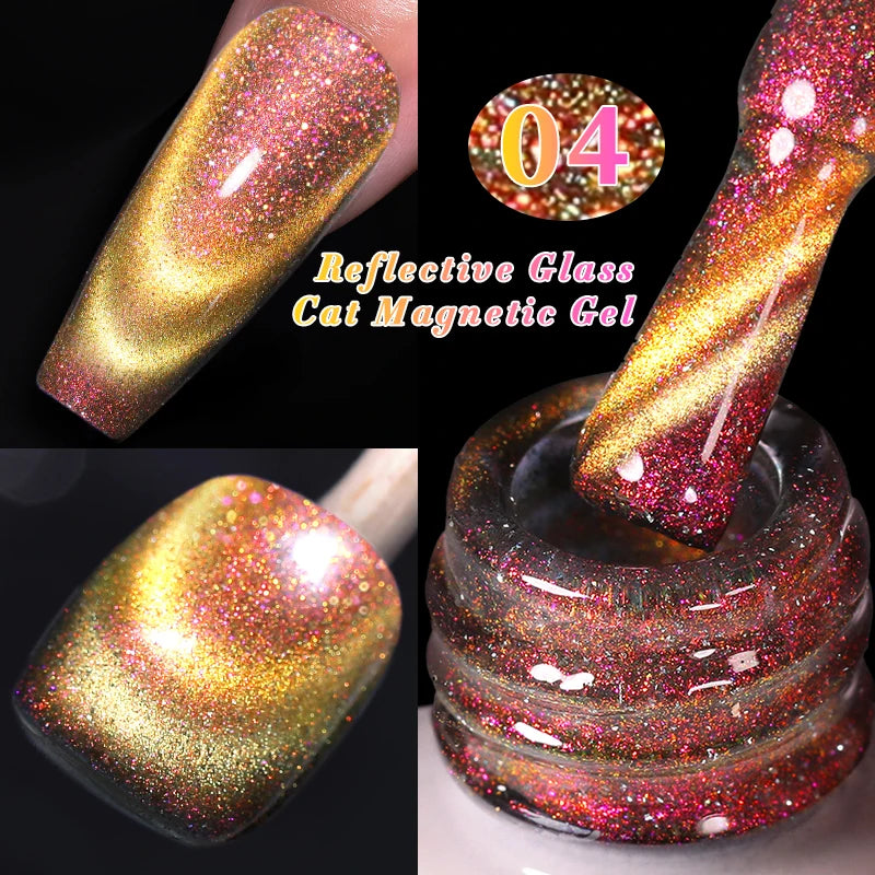 BORN PRETTY 10ml Gold Water Light Cat Magnetic Gel Polish Spaking Glitter Crystal Black Soak Off UV LED Vernis Manucure