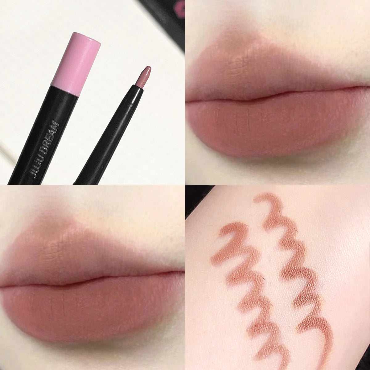 Crayon à lèvres coloré, pêche brun baie, tasse antiadhésive nude durable, rouge à lèvres tenant un crayon à lèvres de maquillage, couleur lisse trois dimensions