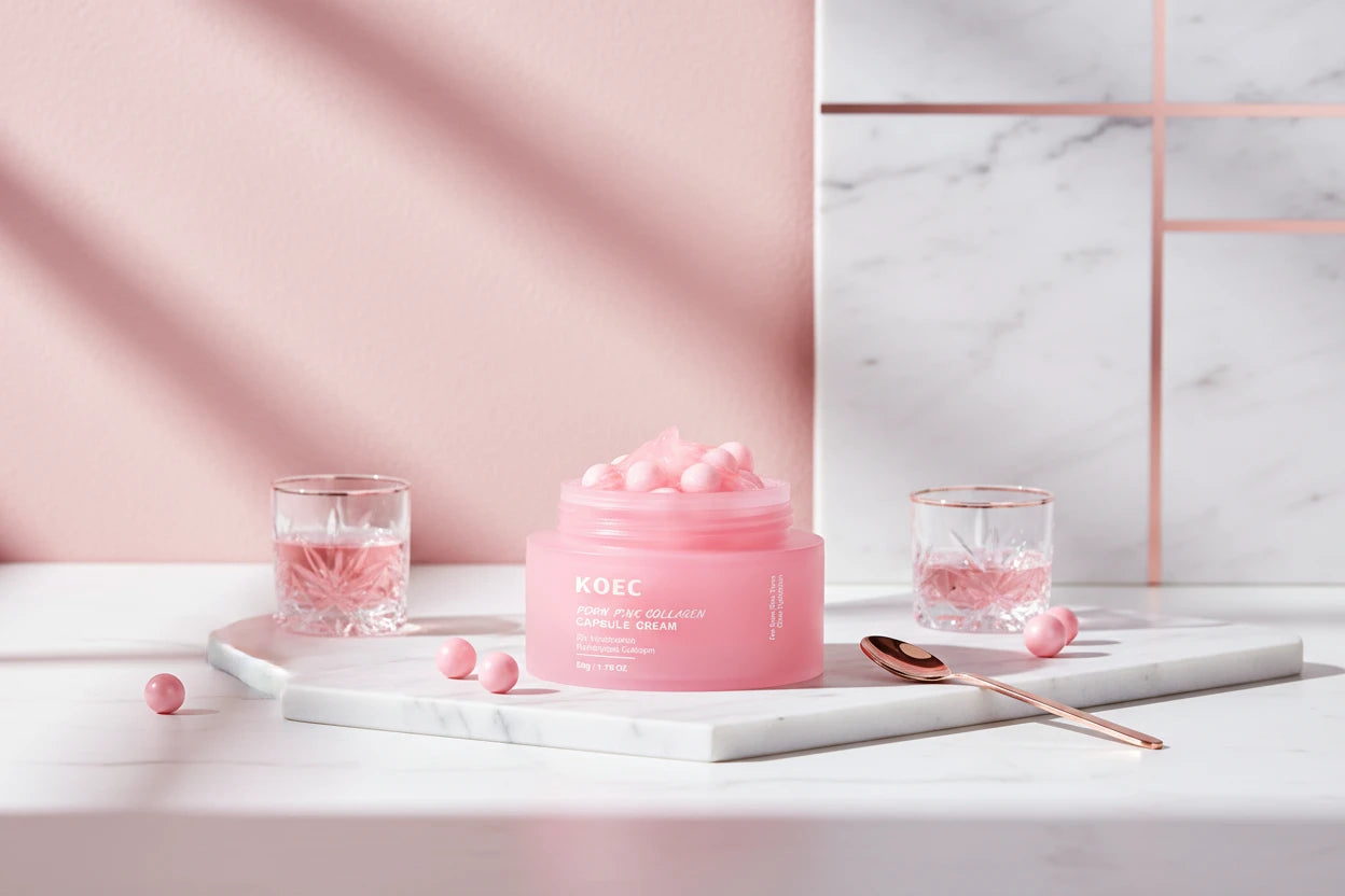 50g KOEC PDRN Crème capsule de collagène rose Anti-rides Hydratant Glowing Augmentation de l’élasticité 5% Niacinamide Collagène hydrolysé