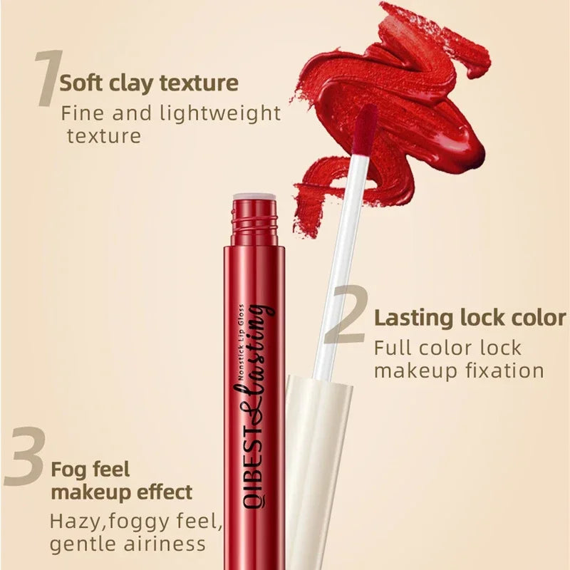 QIBEST 24 couleurs Rouge à lèvres liquide mat Imperméable Velours longue durée Brillant à lèvres rouge Teinte Maquillage Rouges à lèvres cosmétiques Brillants à lèvres