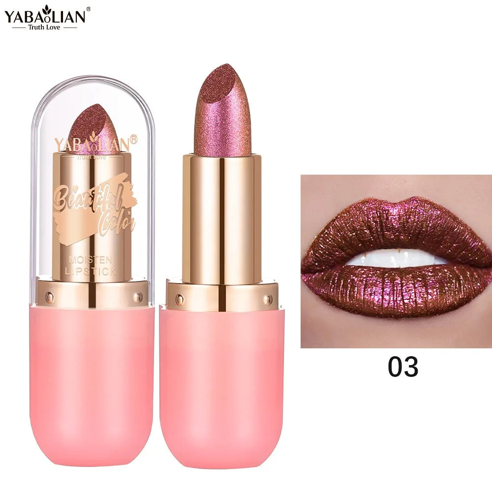 Rouge à lèvres caméléon Violet métallique, couleur changeante, mat, paillettes, diamant, imperméable, perle brillante, brillant, maquillage Sexy
