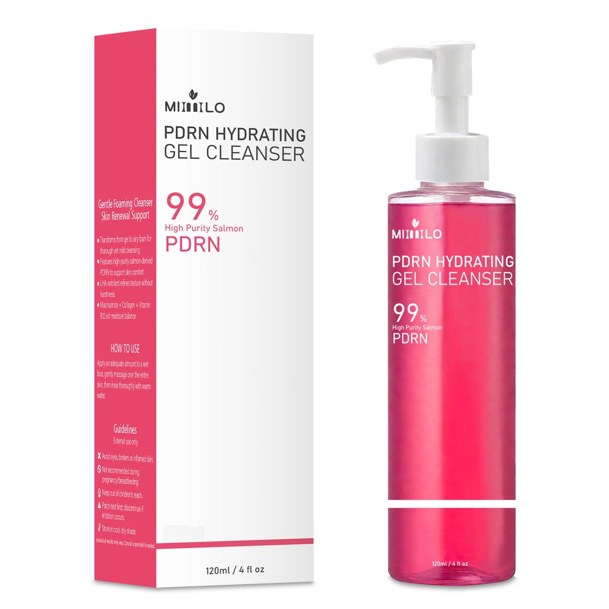 DNA PDRN Gel nettoyant pour la mousse rose de saumon, contenant du PDRN, contrôle l’huile, élimine les points noirs, nettoie en profondeur, n’est pas irritant