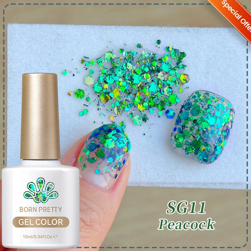BORN PRETTY 10ml Gold Water Light Cat Magnetic Gel Polish Spaking Glitter Crystal Black Soak Off UV LED Vernis Manucure