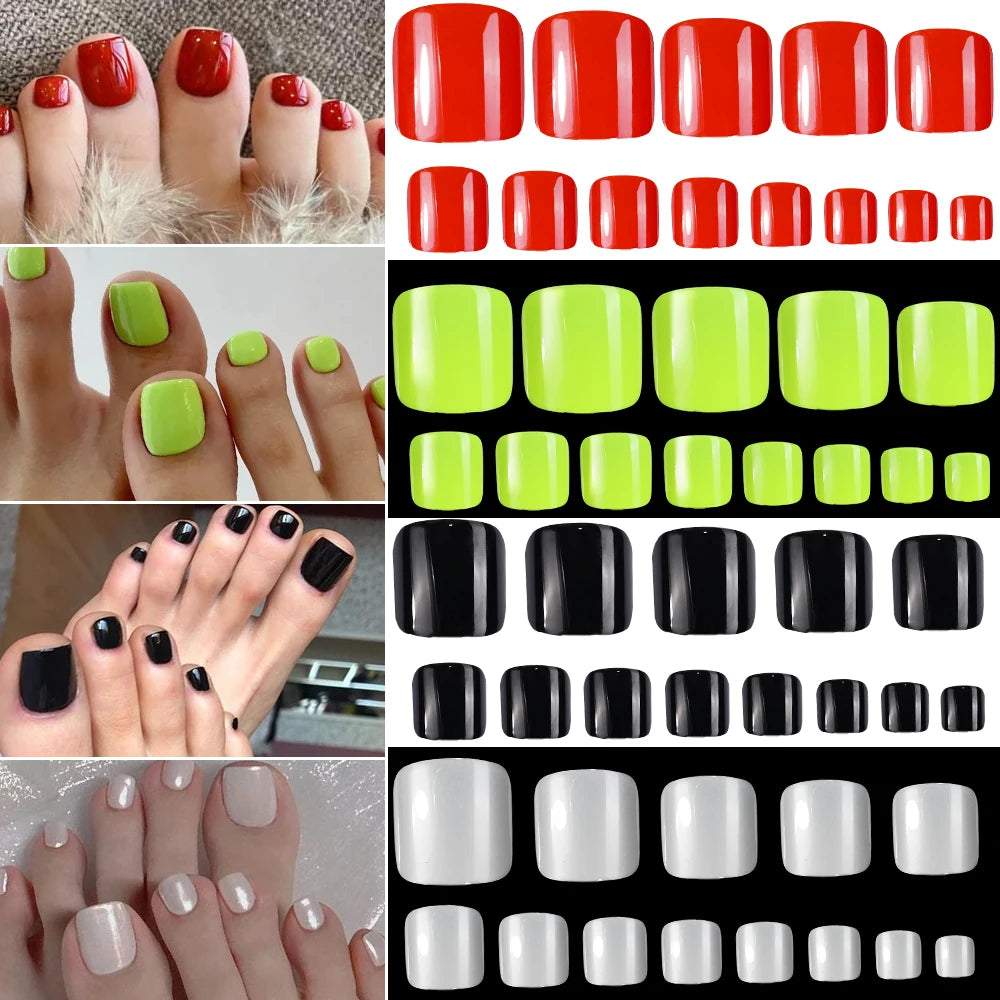 Ongles d’orteils Hotpress     Ongles carrés                  Couverture complète Faux ongles       Conseils pour l’été                 Pointe d’ongle Extension 120 pcs divers couleurs