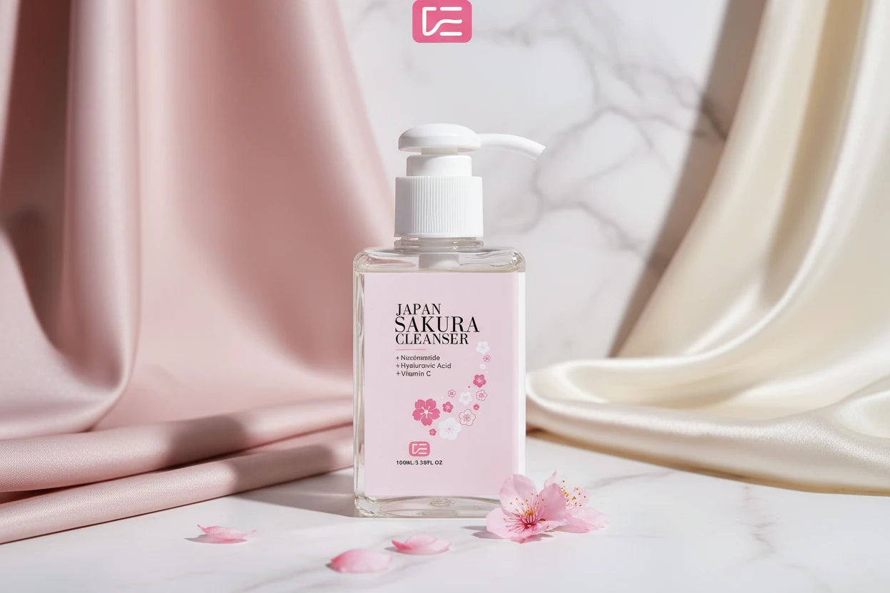 JAPAN SAKURA CLEANSER - Nettoyant à fleurs de cerisier nettoyant pour tous les types de peau, routine quotidienne de soins de la peau du matin et du soir