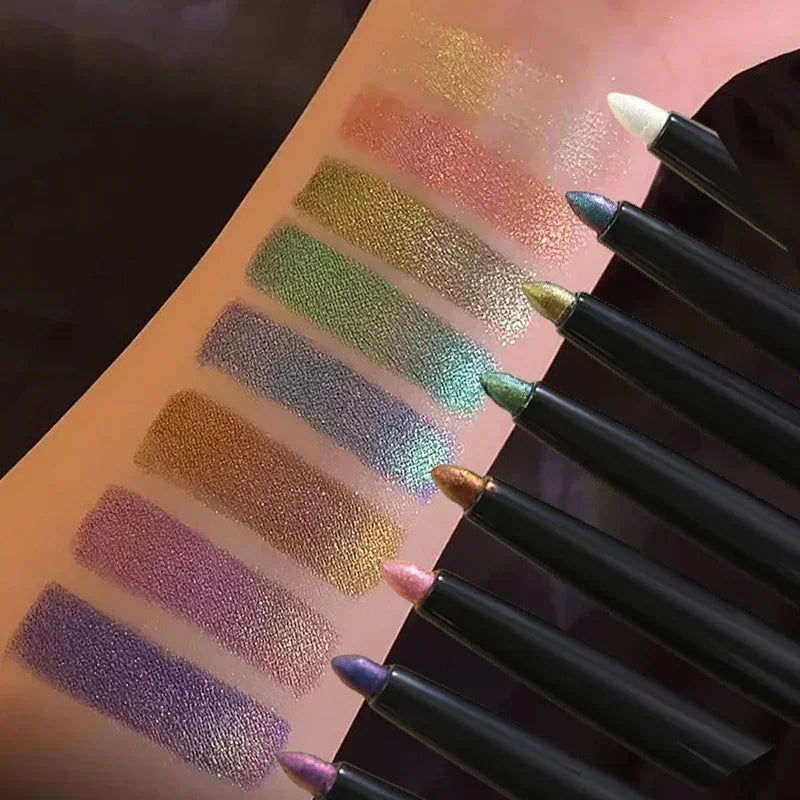 Stylo à eyeliner multi-chromes, fard à paupières métallique brillant à paupières brillant couché ver à soie vert violet maquillage pigment paillettes Aurora eyeliner