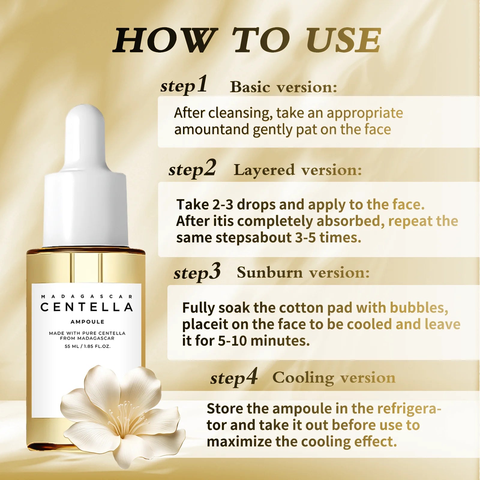 Madagascar Centella Asiatica Serum 55ml - Formule apaisante pour la peau sensible avec lutte contre l’acné, bienfaits hydratants en profondeur pour le visage
