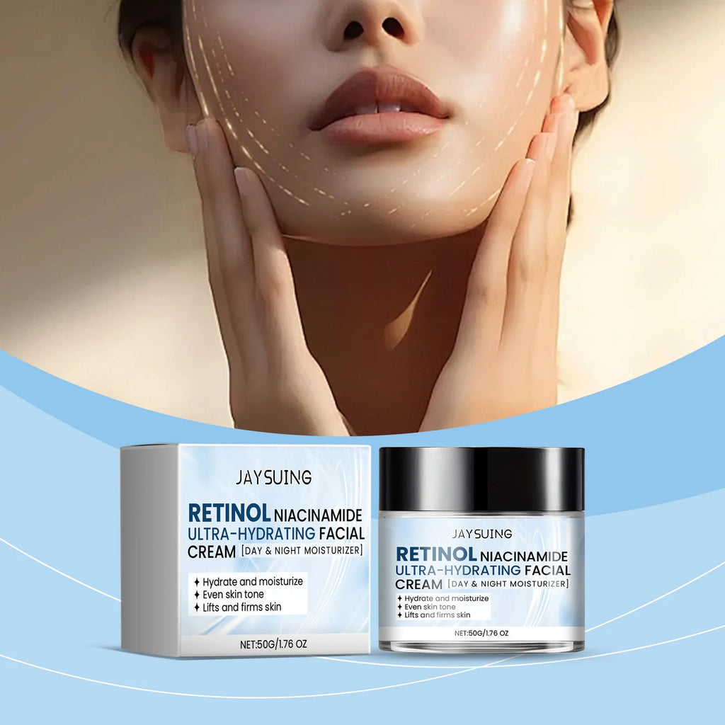 Hydratant pour le visage à la niacinamide, à l'acide hyaluronique, au rétinol, réparateur, barrière cutanée, crème hydratante longue durée de jour et nuit