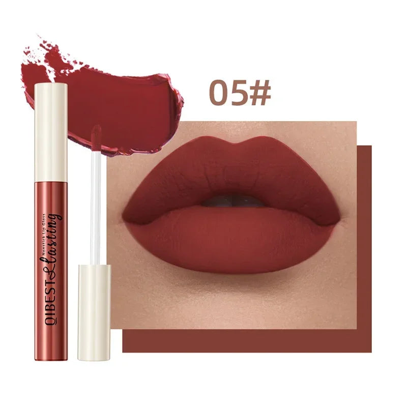 QIBEST 24 couleurs Rouge à lèvres liquide mat Imperméable Velours longue durée Brillant à lèvres rouge Teinte Maquillage Rouges à lèvres cosmétiques Brillants à lèvres
