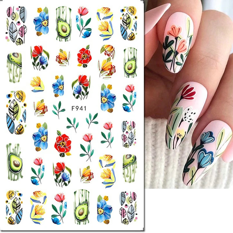 Autocollants 3D pour art des ongles , rose clair, violet, pétales de fleurs, décalcomanies pour décoration de manucure, salon de beauté, été