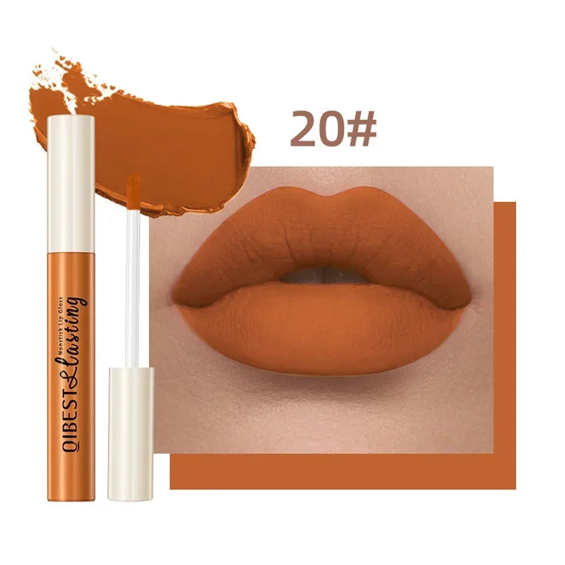 QIBEST 24 couleurs Rouge à lèvres liquide mat Imperméable Velours longue durée Brillant à lèvres rouge Teinte Maquillage Rouges à lèvres cosmétiques Brillants à lèvres