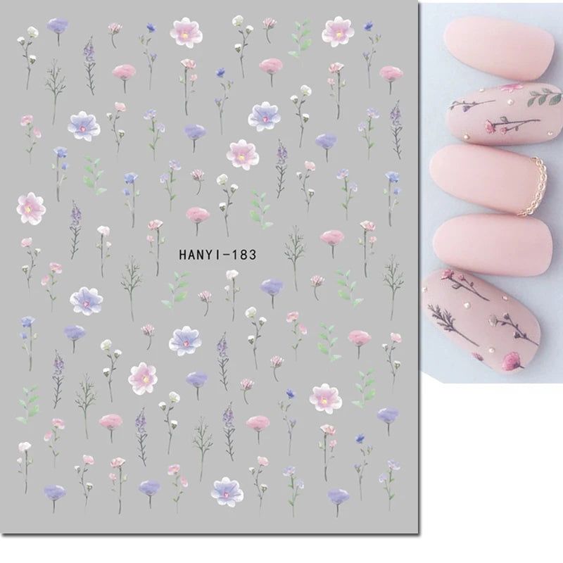 Autocollants 3D pour art des ongles , rose clair, violet, pétales de fleurs, décalcomanies pour décoration de manucure, salon de beauté, été