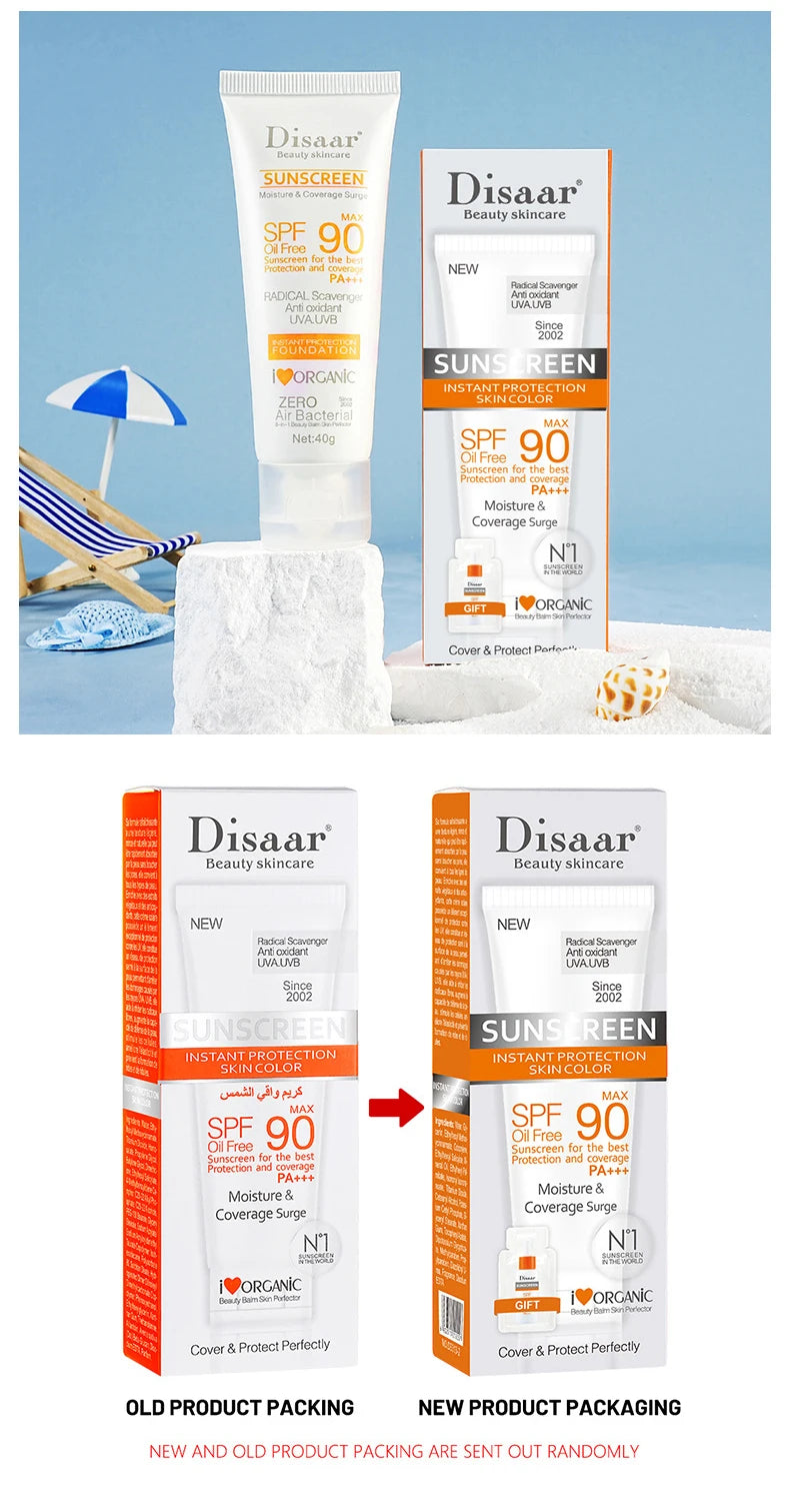 Écran solaire SPF90+ Protection contre les rayonnements UV Hydratant Visage Corps Bras Cuisses Crème solaire Soins de la peau