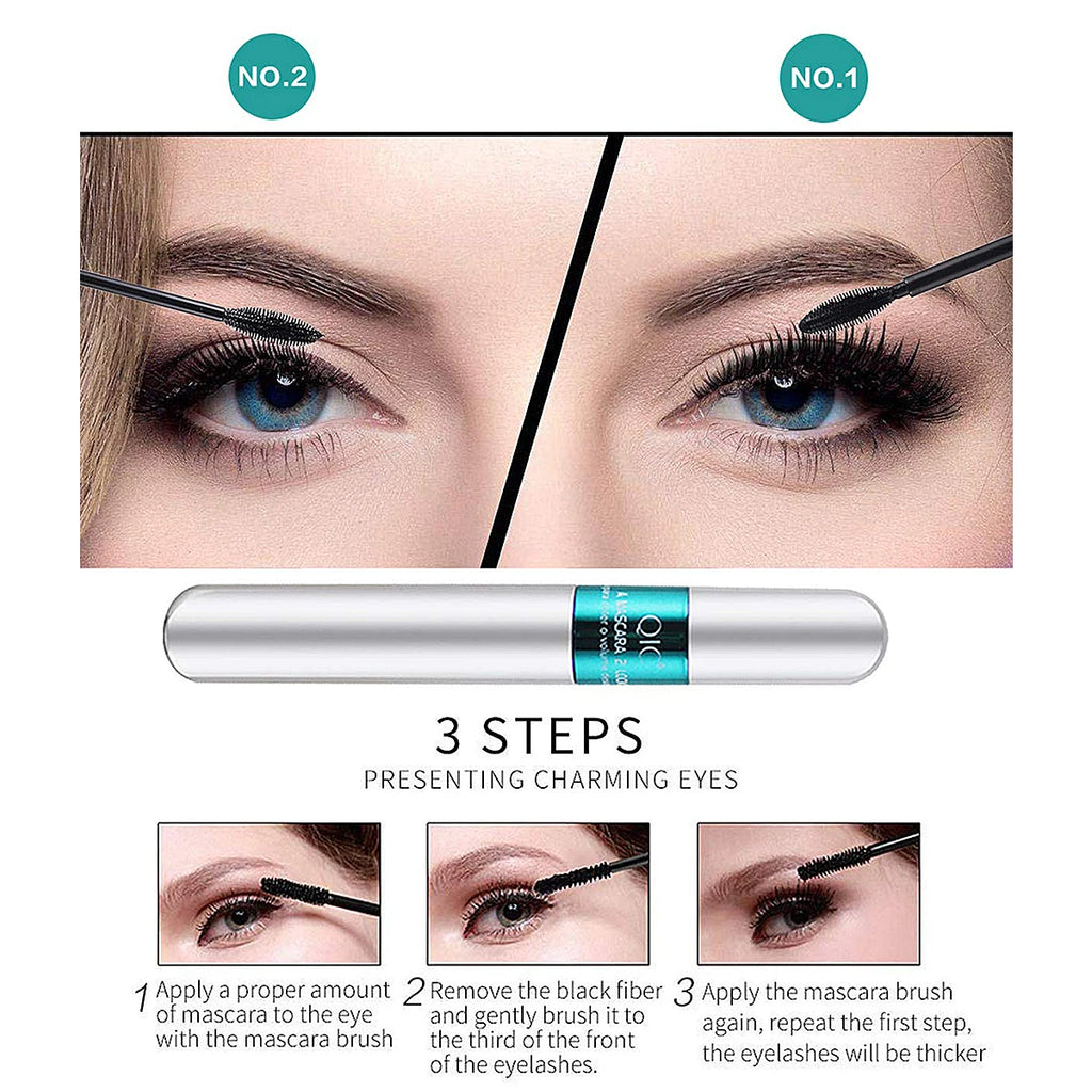 InjFiber-Mascara imperméable double en un, extension de cils, noir, optique, allongement des cils, cosmétiques