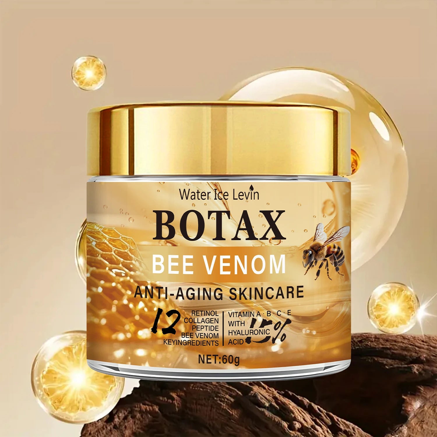 Crème au venin d'abeille Botax - Traitement des rides profondes, rajeunissement et action raffermissante de la peau aven Collagen Water Ice Levin. 60g.