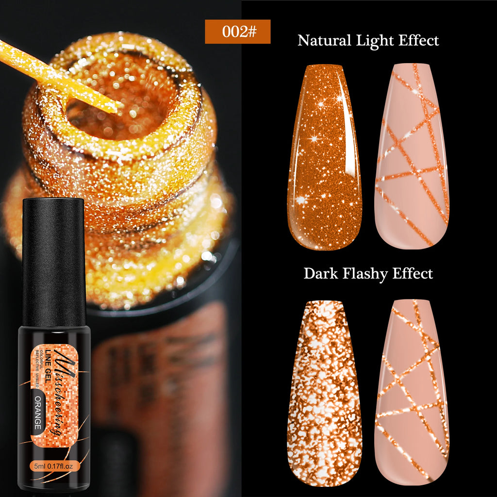 Gold Silver Glitter Liner Gel Nail Polish Super Bright Sparkling Glow In Dark French Line Semi Permanent Nail Painting UV Gel