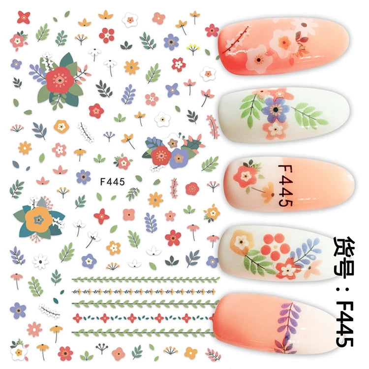 Autocollants 3D pour art des ongles , rose clair, violet, pétales de fleurs, décalcomanies pour décoration de manucure, salon de beauté, été