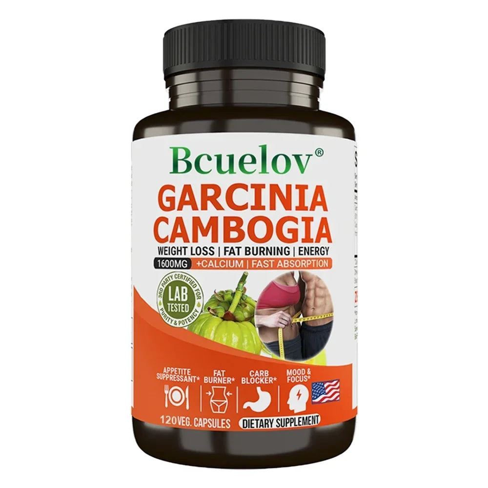 Capsule Bcuelov Garcinia Cambogia pour femmes et hommes, combustion des graisses, nettoyage intestinal, supplément de gestion du poids, NON-GMO