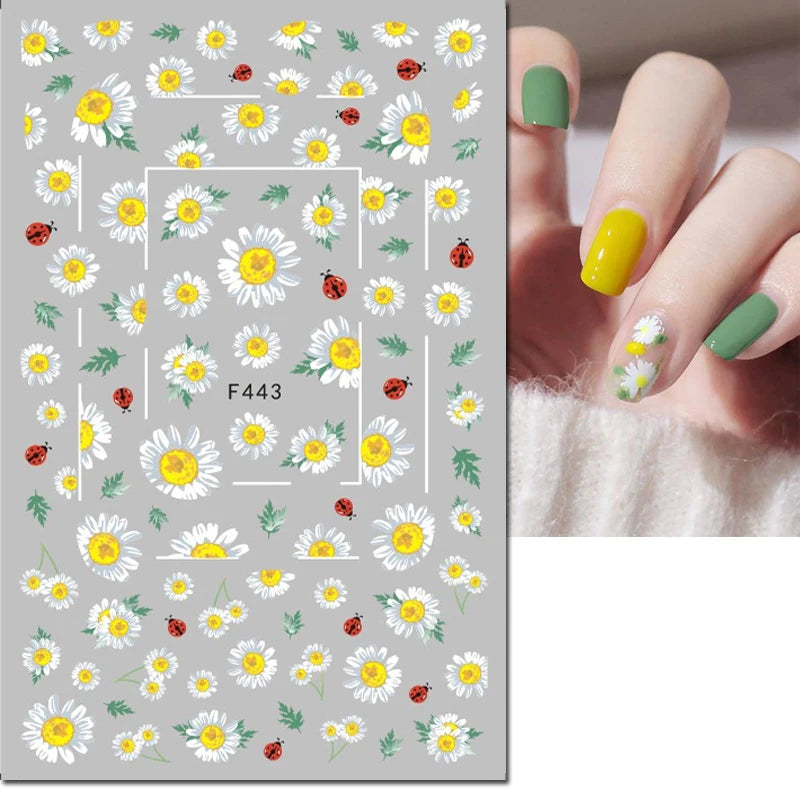 Autocollants 3D pour art des ongles , rose clair, violet, pétales de fleurs, décalcomanies pour décoration de manucure, salon de beauté, été