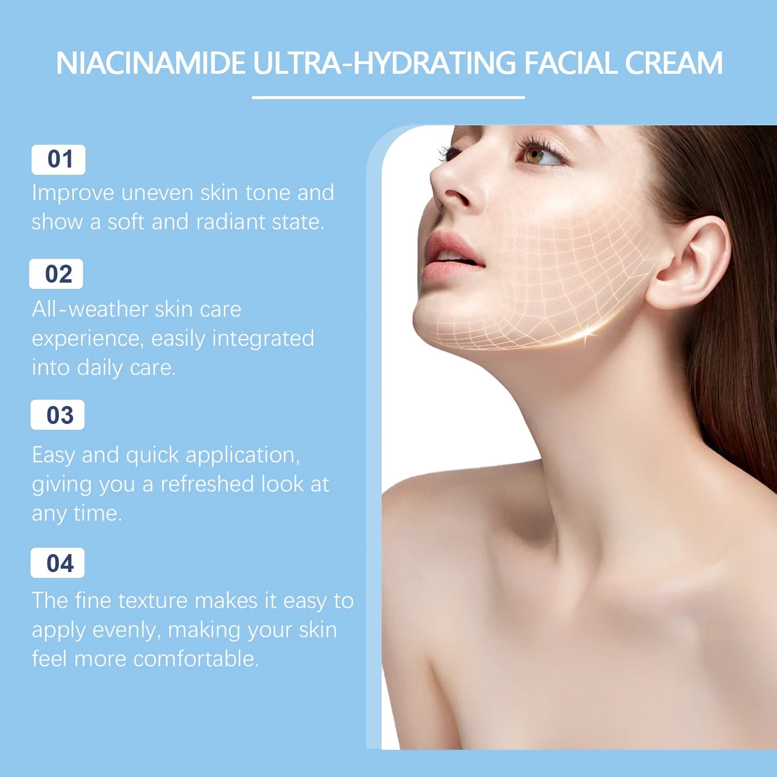 Hydratant pour le visage à la niacinamide, à l'acide hyaluronique, au rétinol, réparateur, barrière cutanée, crème hydratante longue durée de jour et nuit
