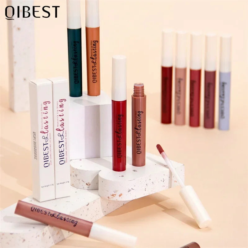 QIBEST 24 couleurs Rouge à lèvres liquide mat Imperméable Velours longue durée Brillant à lèvres rouge Teinte Maquillage Rouges à lèvres cosmétiques Brillants à lèvres