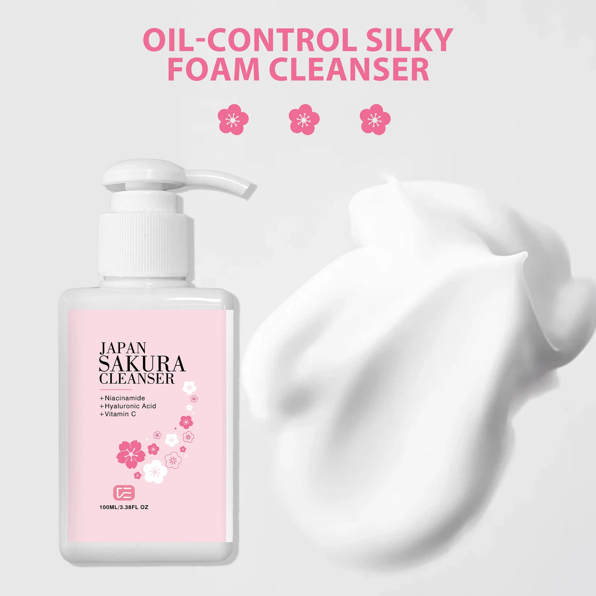 JAPAN SAKURA CLEANSER - Nettoyant à fleurs de cerisier nettoyant pour tous les types de peau, routine quotidienne de soins de la peau du matin et du soir