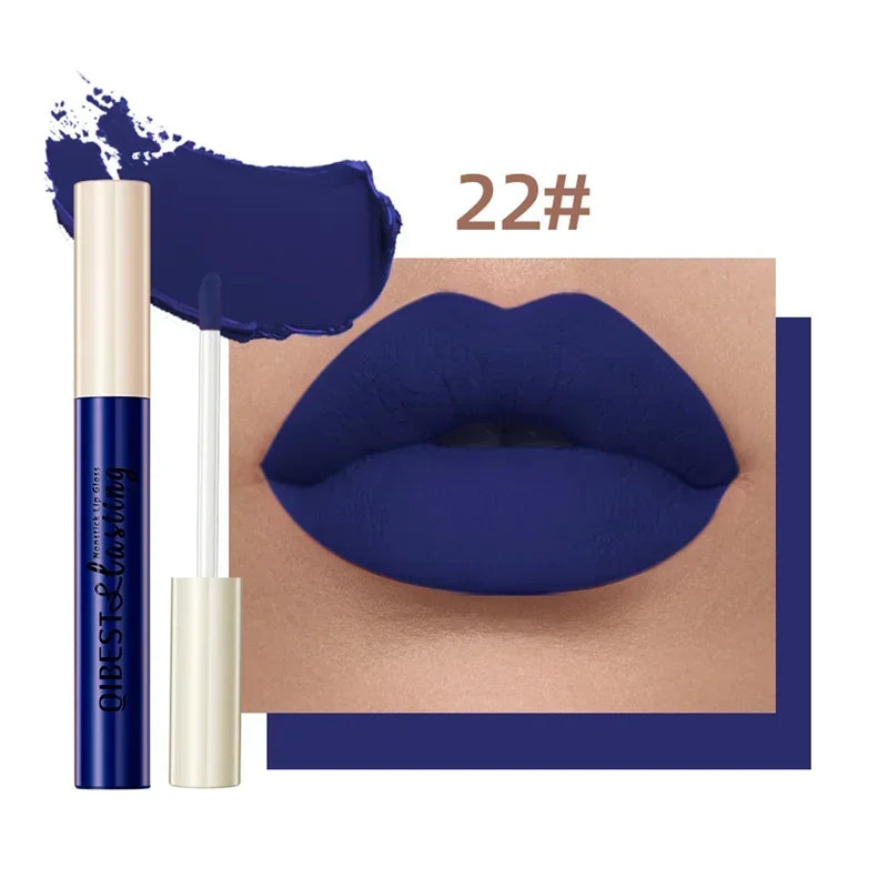 QIBEST 24 couleurs Rouge à lèvres liquide mat Imperméable Velours longue durée Brillant à lèvres rouge Teinte Maquillage Rouges à lèvres cosmétiques Brillants à lèvres