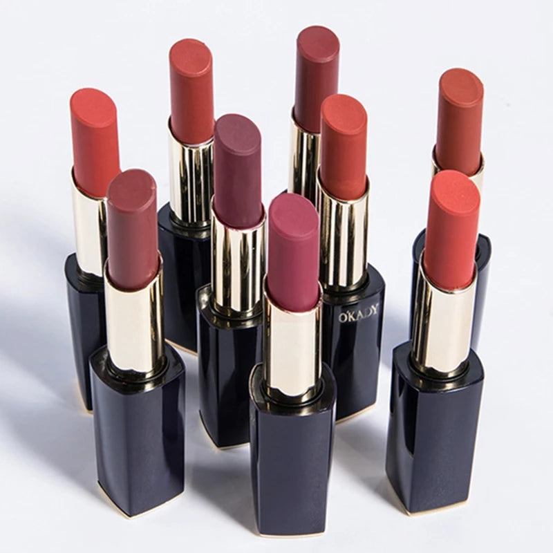 Rouge à lèvres antiadhésif imperméable, 5 couleurs, Tube rond, hydratant, facile à colorer, brillant à lèvres longue durée, cosmétiques
