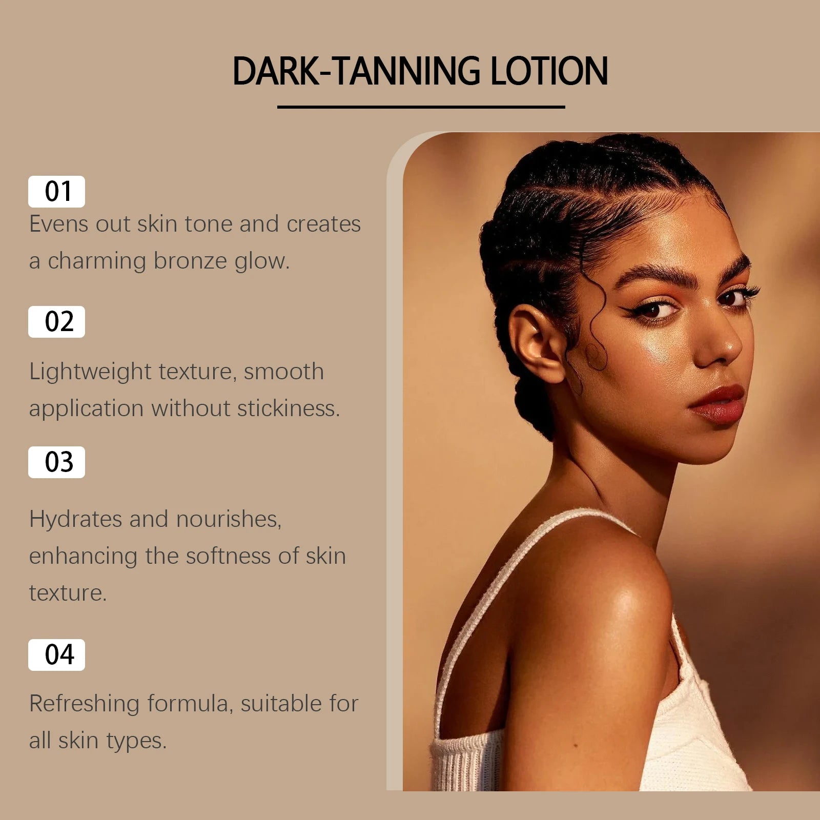 Lotion bronzante à la noix de coco, autobronzant, rehausseur de bronzage, booster d'assombrissement, hydratant, brun doré sexy, lotion autobronzante