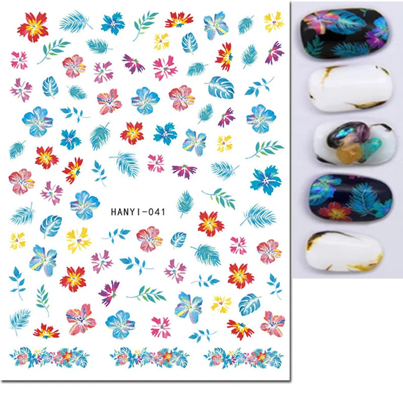 Autocollants 3D pour art des ongles , rose clair, violet, pétales de fleurs, décalcomanies pour décoration de manucure, salon de beauté, été