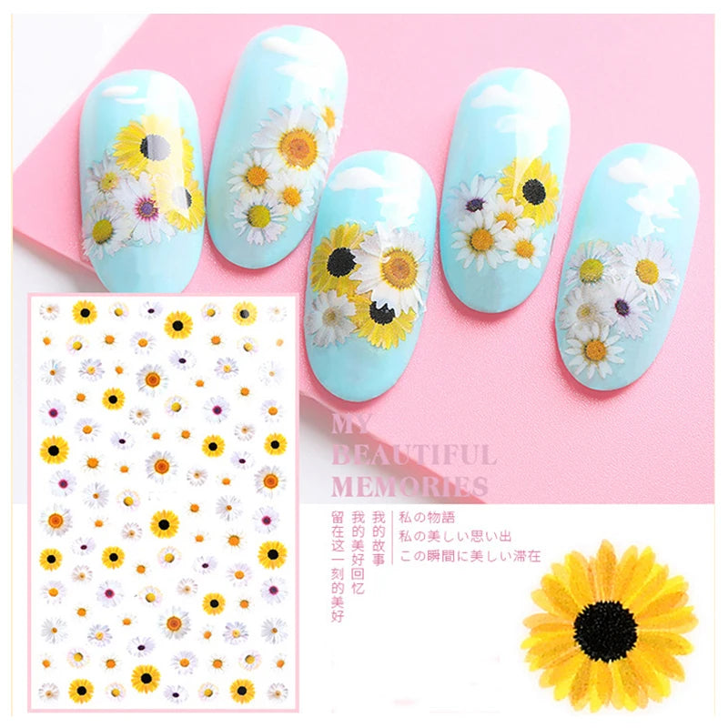 Autocollants 3D pour art des ongles , rose clair, violet, pétales de fleurs, décalcomanies pour décoration de manucure, salon de beauté, été